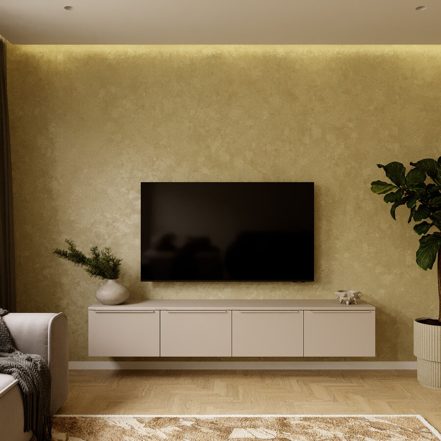 Hugo 200 cm TV Wandmeubel Turin Cashmere Hugo 200 cm TV Wandmeubel Turin Cashmere