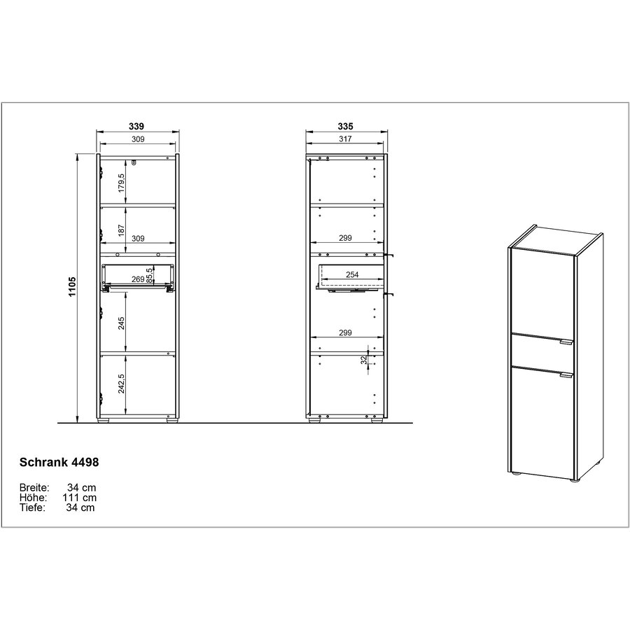 Forano Wit / Eiken Badkamerkast Hoog