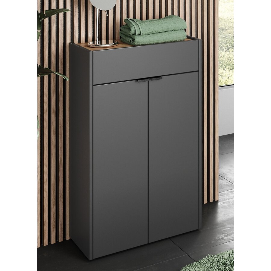 Forano Grafiet / Eiken Badkamerkast met Lade Forano Grafiet / Eiken Badkamerkast met Lade