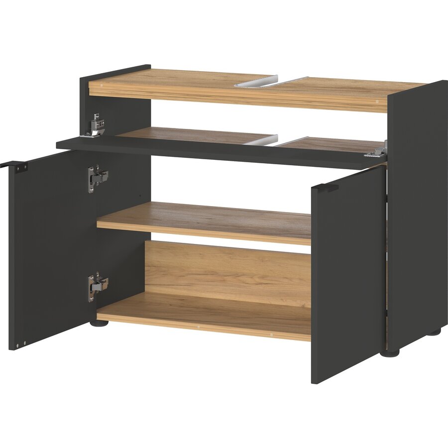Forano Grafiet / Eiken Wastafelonderkast 80 cm