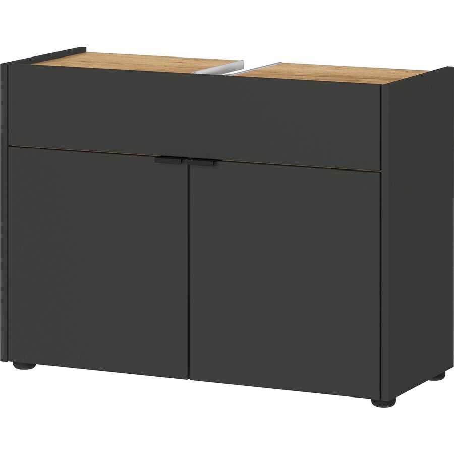 Forano Grafiet / Eiken Wastafelonderkast 80 cm
