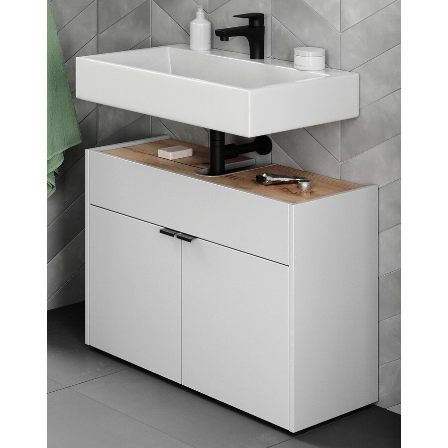 Forano Wit / Eiken Wastafelonderkast 80 cm Forano Wit / Eiken Wastafelonderkast 80 cm