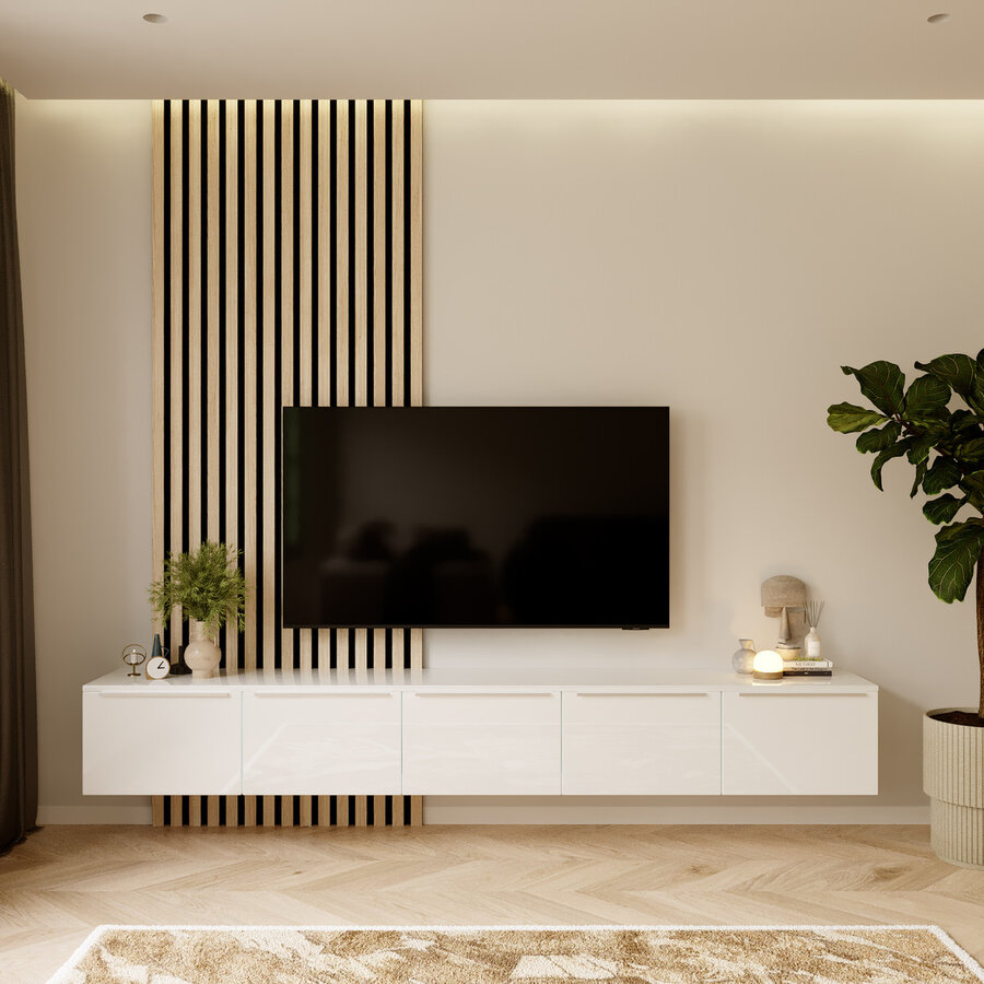 Hugo 250 cm TV Wandmeubel Eco HG Alpine Wit Hugo 250 cm TV Wandmeubel Eco HG Alpine Wit