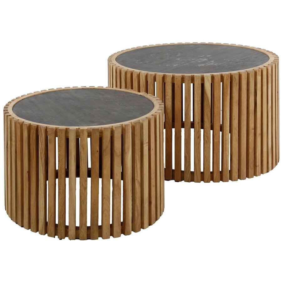 Linde Leisteen Salontafel Set Rond Linde Leisteen Salontafel Set Rond