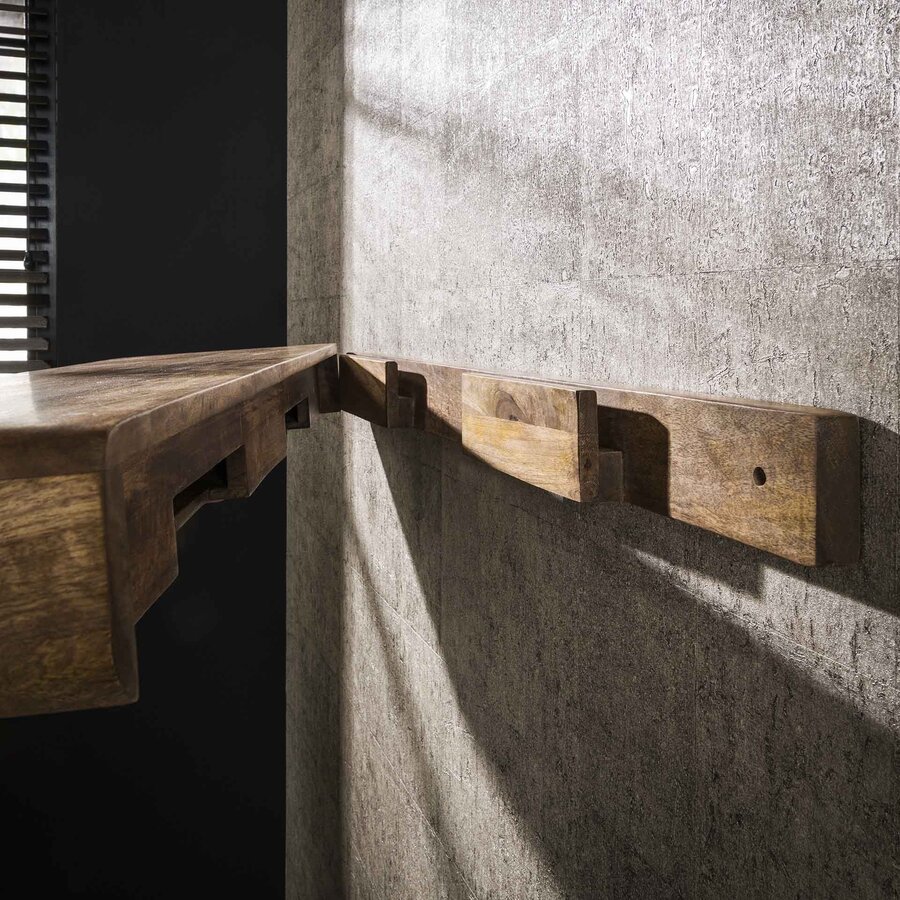 Sleek 118 cm Wandplank Massief Mango