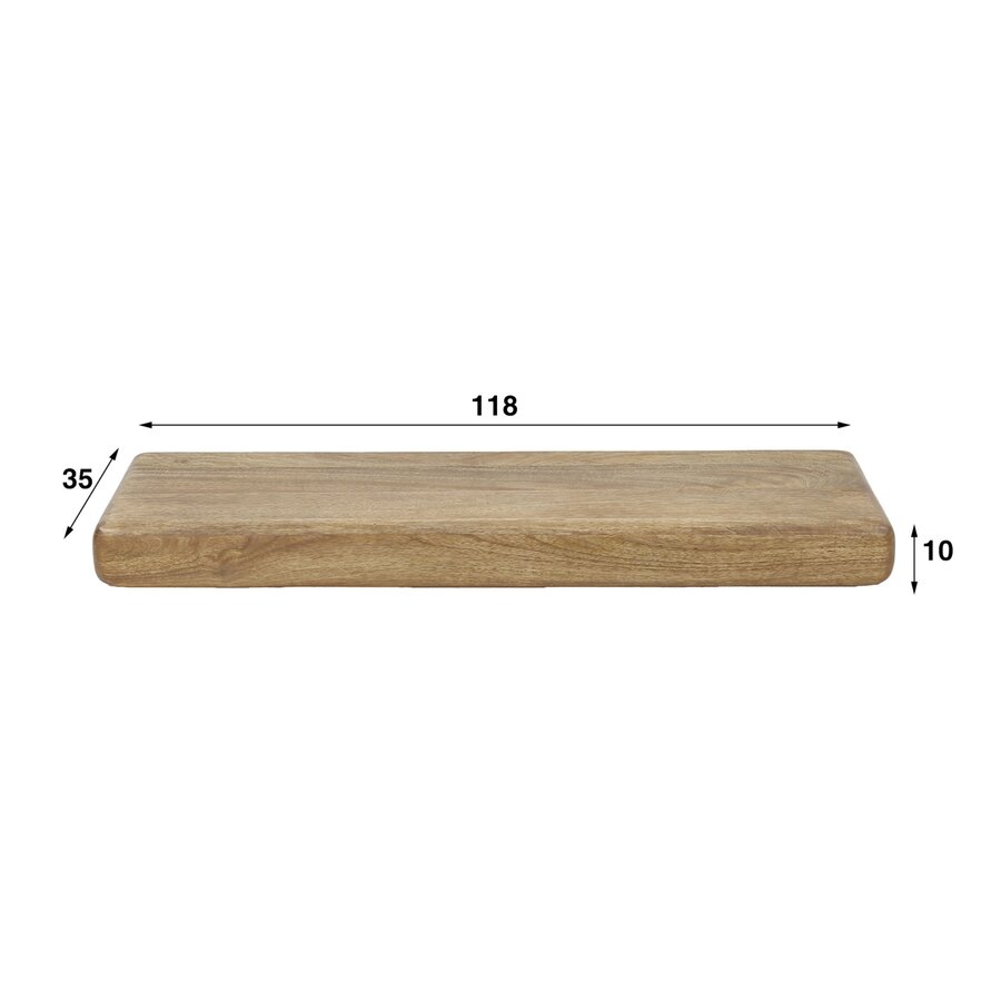 Sleek 118 cm Wandplank Massief Mango