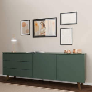 Tenzo Plain Groen / Walnoot Dressoir 210 cm