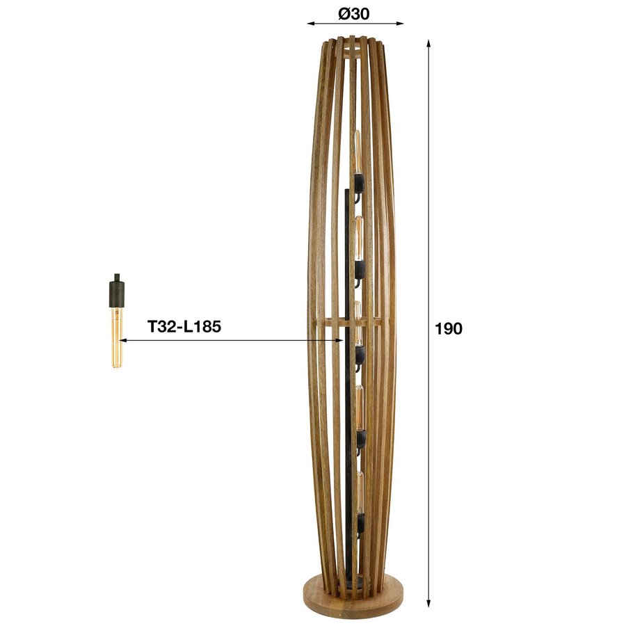 Orbit XL Vloerlamp Mango Hout 5L