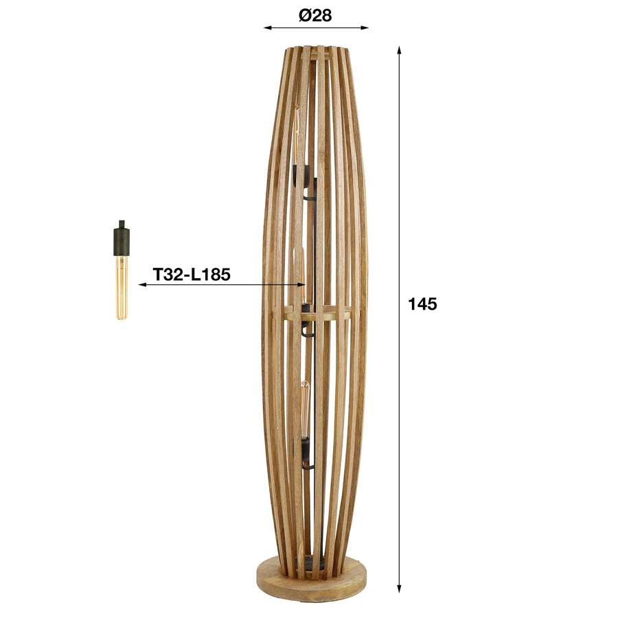 Orbit Vloerlamp Mango Hout 3L Orbit Vloerlamp Mango Hout 3L