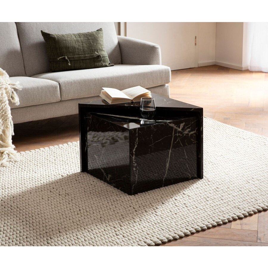 Monobloc HG Zwart Salontafel Set Marmerlook