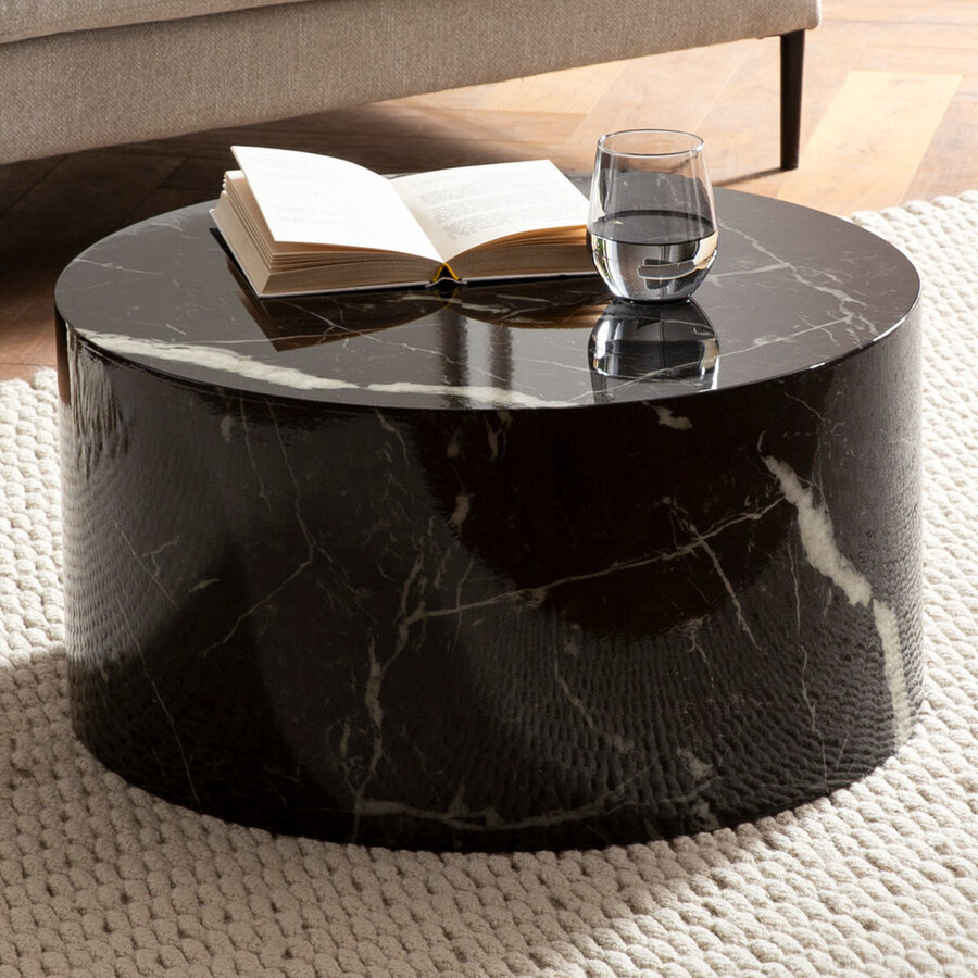 Monobloc HG Zwart Salontafel Marmerlook Rond Monobloc HG Zwart Salontafel Marmerlook Rond
