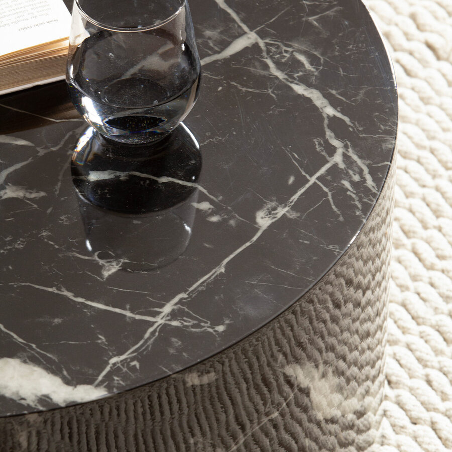Monobloc HG Zwart Salontafel Marmerlook Rond Monobloc HG Zwart Salontafel Marmerlook Rond