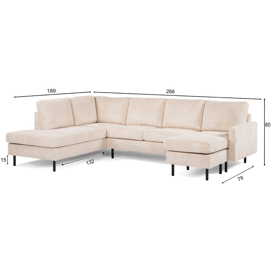 Majestic Beige 3-zits U-Bank Links Majestic Beige 3-zits U-Bank Links