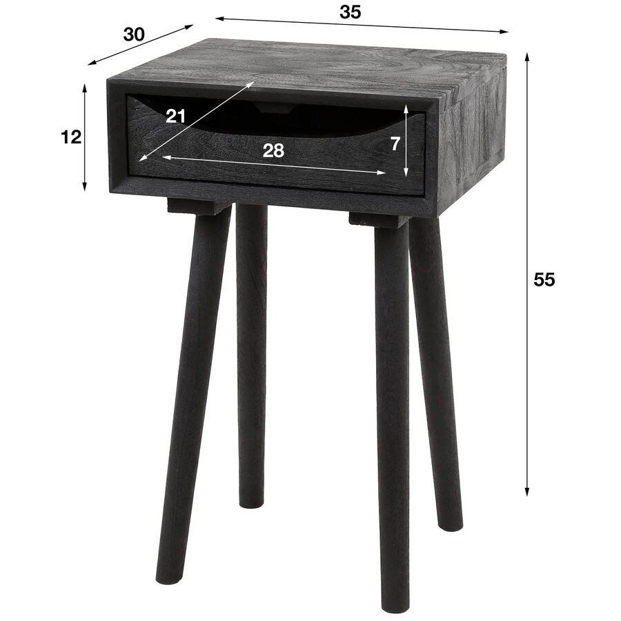 Kohl Zwart Nachtkastje Inlay met Lade Kohl Zwart Nachtkastje Inlay met Lade