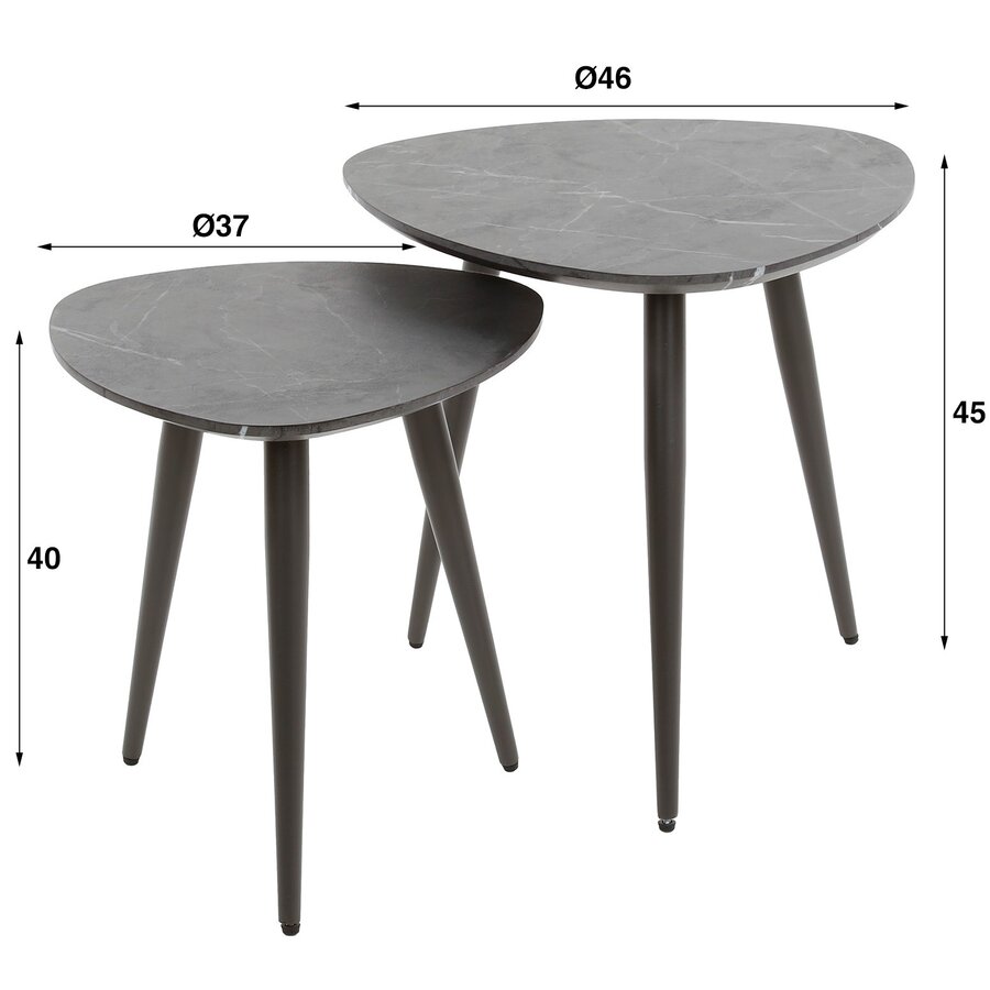 Hermes Organisch Salontafel Set Driehoek Hermes Organisch Salontafel Set Driehoek