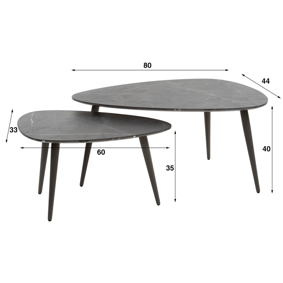 Hermes Organisch Salontafel Set Peervorm Hermes Organisch Salontafel Set Peervorm