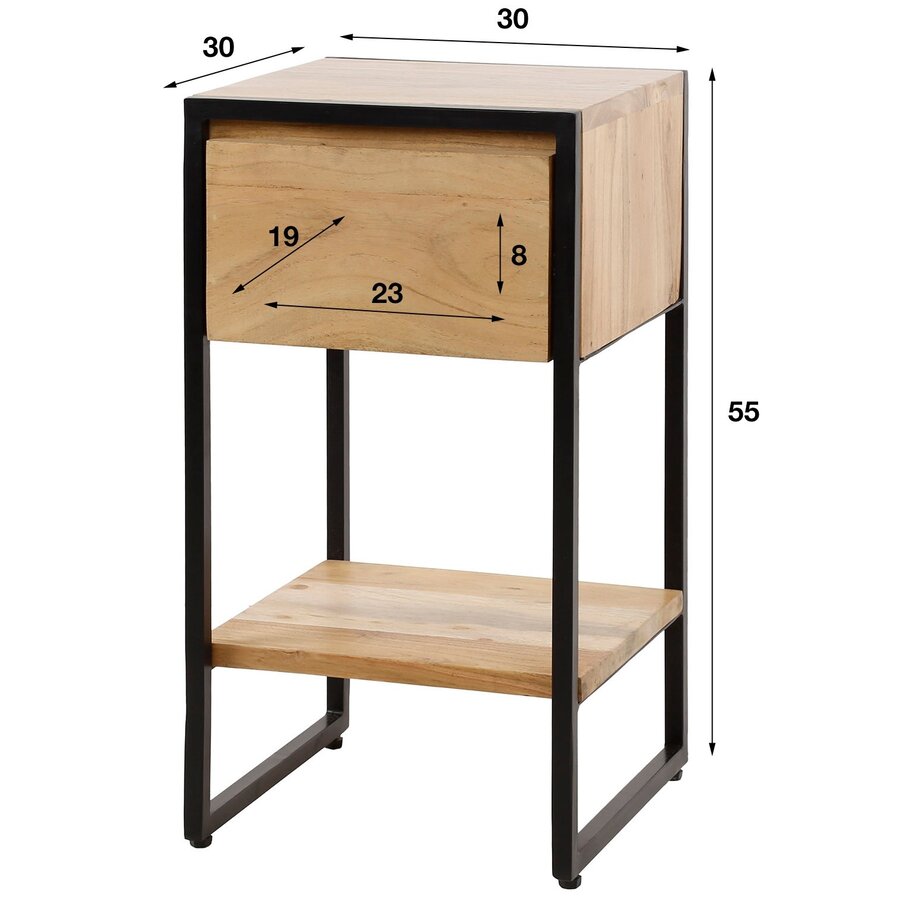 Straight XS Nachtkastje met Lade en Plankje Straight XS Nachtkastje met Lade en Plankje