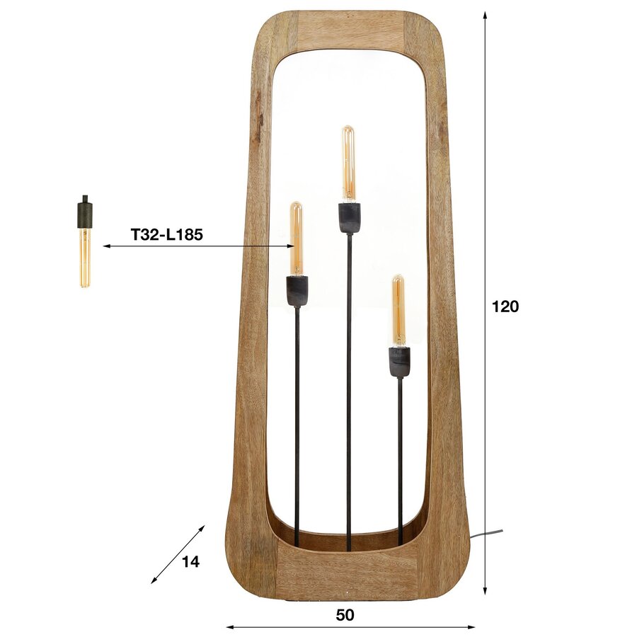 Bray Mango Hout Vloerlamp 3L