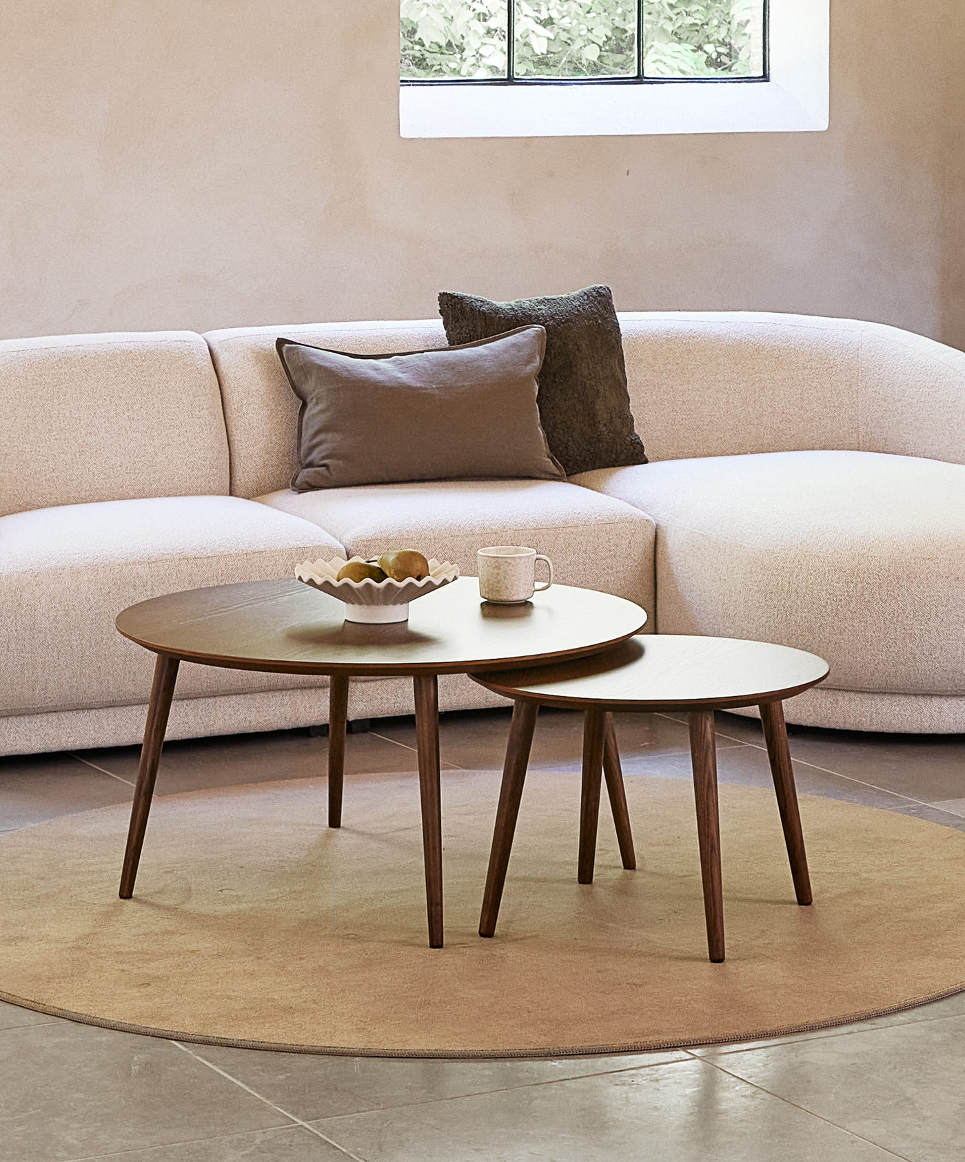 Hygge Interiors Adda Gerookt Eiken Salontafel Set Rond