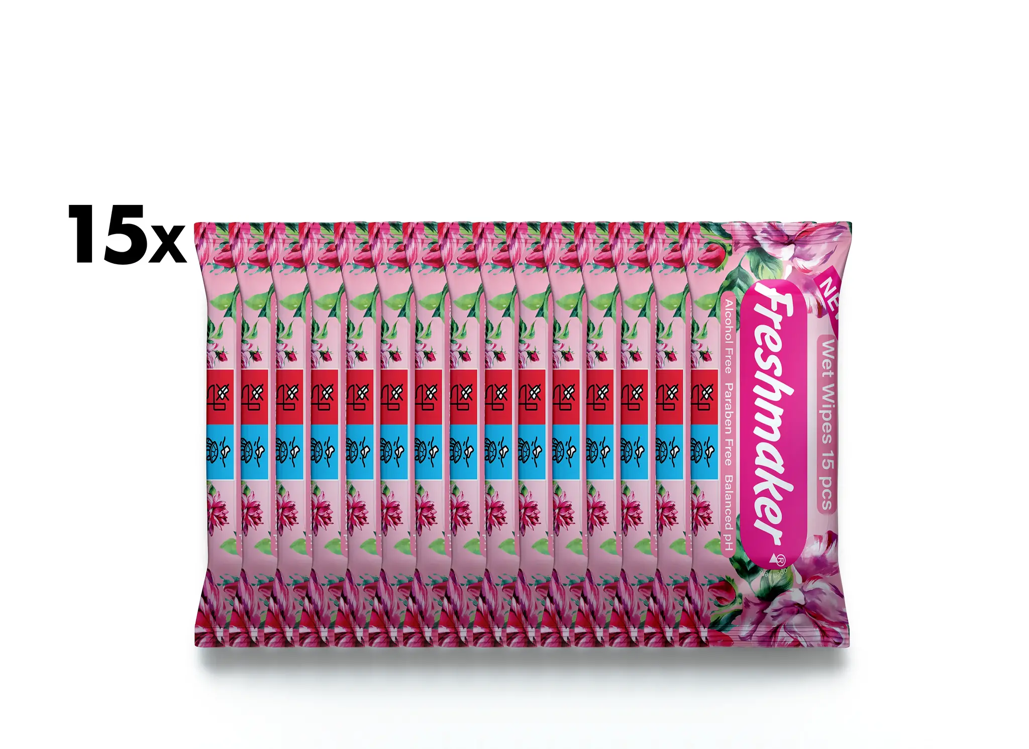 Rose Natte Zakdoekjes Voordeelbundel - 15x15 Stuks | Compact & Verfrissend