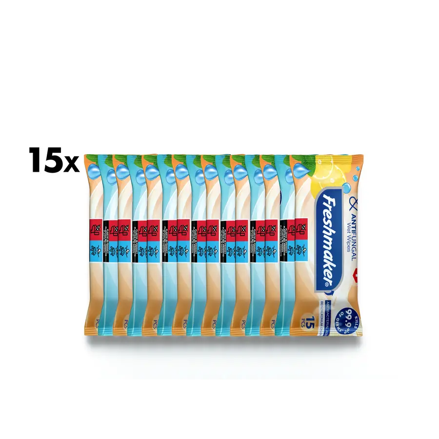 Lemon Antibacteriële en Antifungale Natte Zakdoekjes Voordeelbundel - 15x15 Stuks Lemon Antibacteriële en Antifungale Natte Zakdoekjes Voordeelbundel - 15x15 Stuks