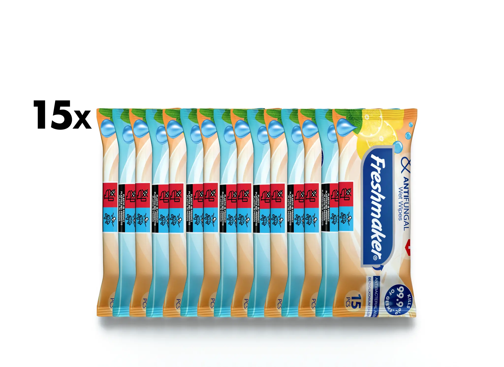 Lemon Antibacteriële en Antifungale Natte Zakdoekjes Voordeelbundel - 15x15 Stuks