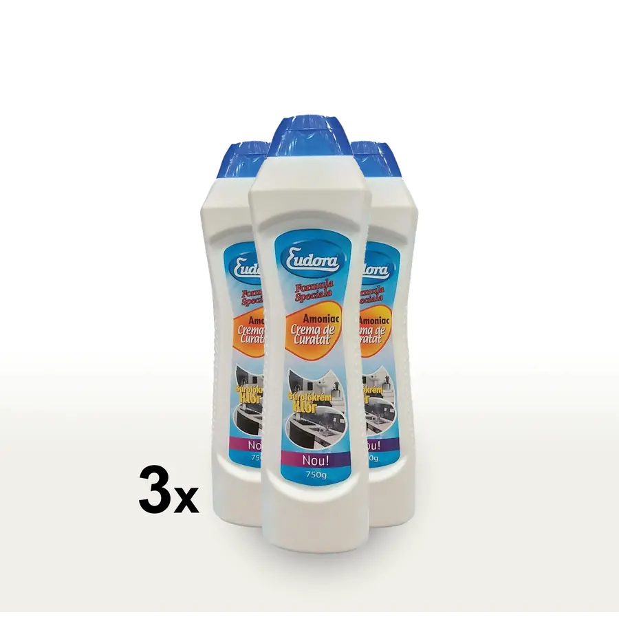 Eudora Schuurmiddel met Ammoniak en Natuurlijke Mineralen - 3 x 700 ml Eudora Schuurmiddel met Ammoniak en Natuurlijke Mineralen - 3 x 700 ml