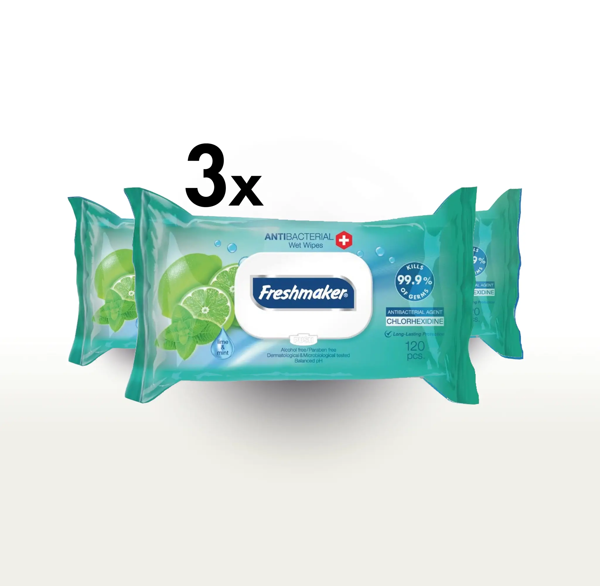 Lime Natte Doekjes Voordeelbundel - 3x120 Stuks | Alcoholvrij, pH-gebalanceerd, Dermatologisch Getest