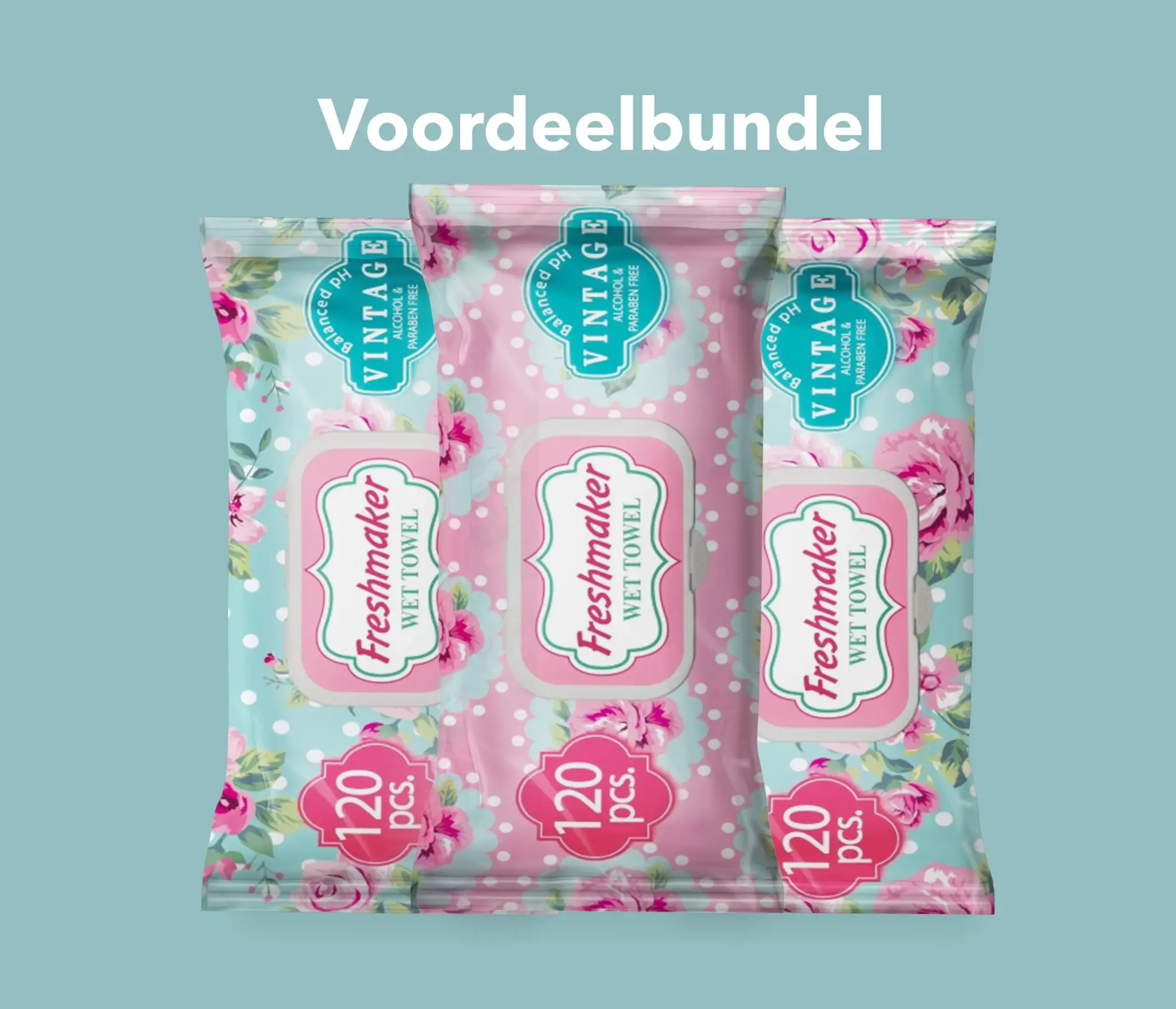 Vintage Natte Doekjes Voordeelbundel - 3x120 Stuks | Alcoholvrij & pH-gebalanceerd