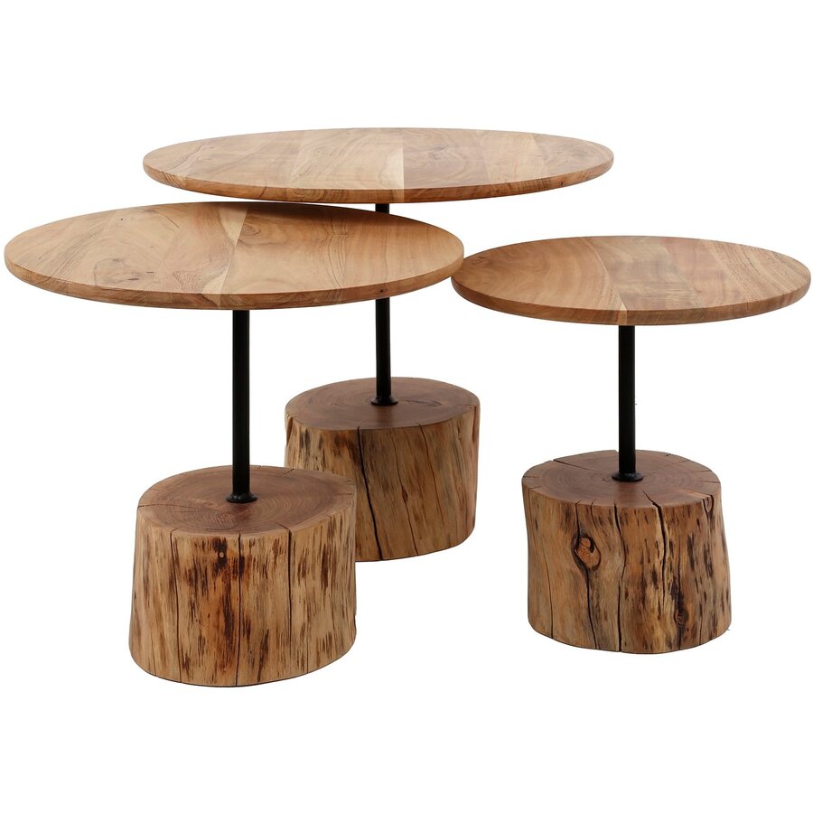 Root Massief Acacia Salontafel Set Boomstam Voet Root Massief Acacia Salontafel Set Boomstam Voet