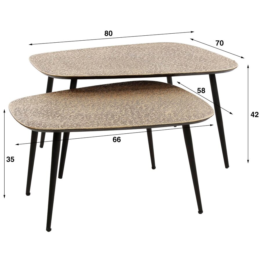 Chezelle XXL Salontafel Set van 2 Brons Chezelle XXL Salontafel Set van 2 Brons