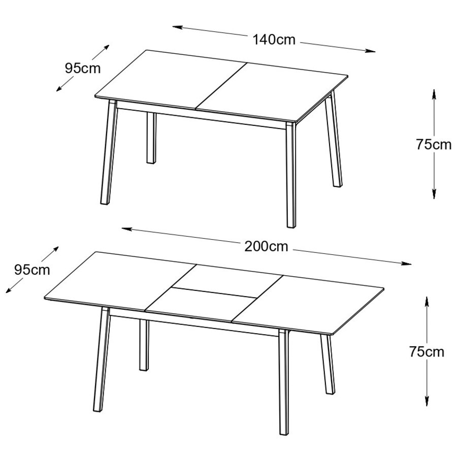 Bari Uitschuifbare Eettafel 140 -200 cm Naturel Eiken Bari Uitschuifbare Eettafel 140 -200 cm Naturel Eiken