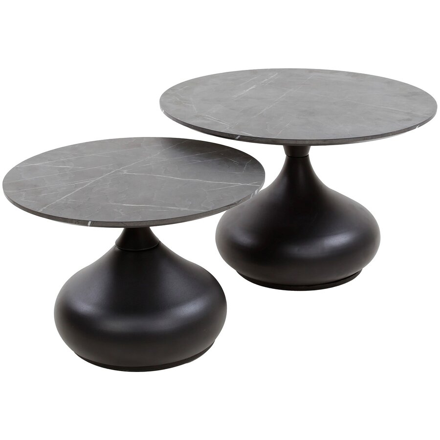 Loft Ronde Salontafel Set van 2 Druppel Voet Loft Ronde Salontafel Set van 2 Druppel Voet