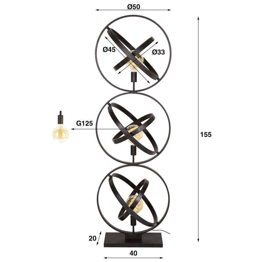 Galaxy Artic Zwart Vloerlamp 3L Galaxy Artic Zwart Vloerlamp 3L