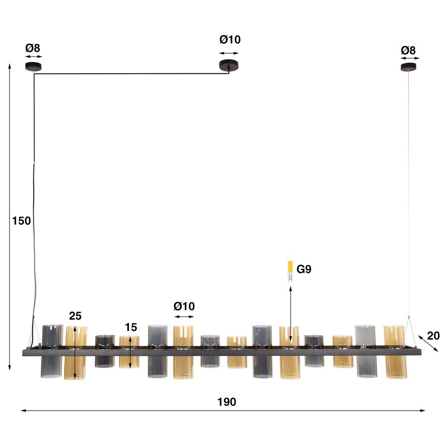 Gloed Glass 14L Hanglamp Amber/Chroom Gloed Glass 14L Hanglamp Amber/Chroom