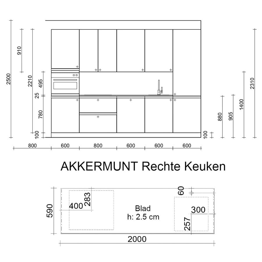 Turin Akkermunt Rechte Keuken Zwart Turin Akkermunt Rechte Keuken Zwart