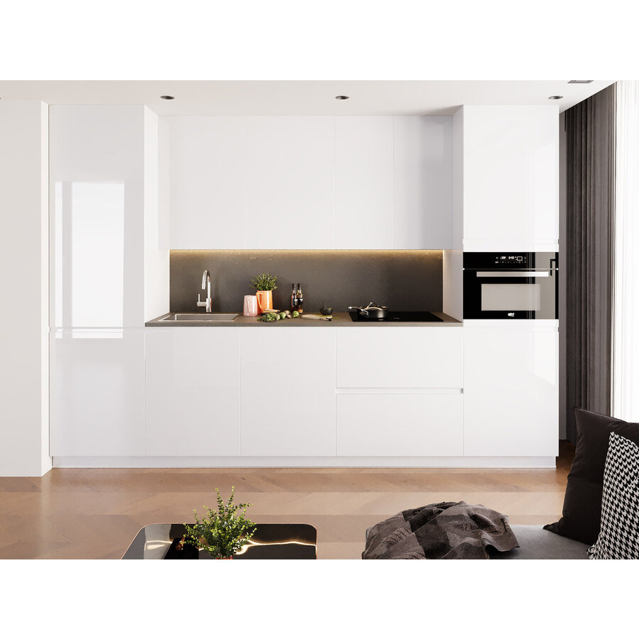 Eco Akkermunt Rechte Keuken Hoogglans Alpine Wit Eco Akkermunt Rechte Keuken Hoogglans Alpine Wit