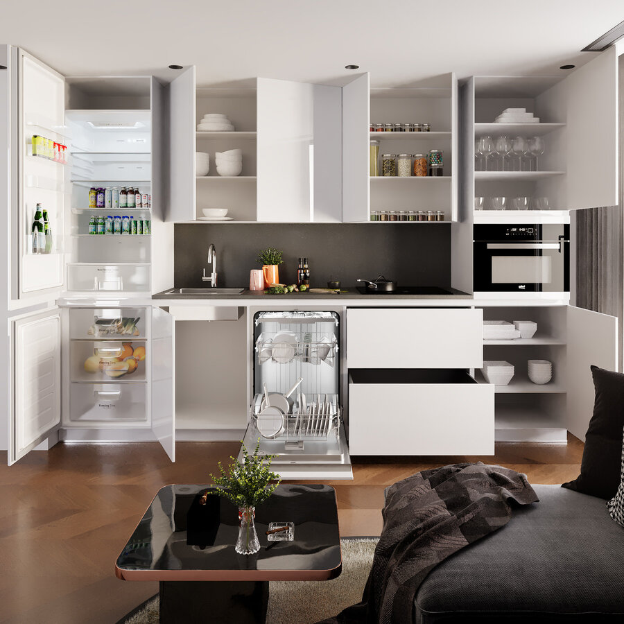 Eco Akkermunt Rechte Keuken Hoogglans Alpine Wit Eco Akkermunt Rechte Keuken Hoogglans Alpine Wit