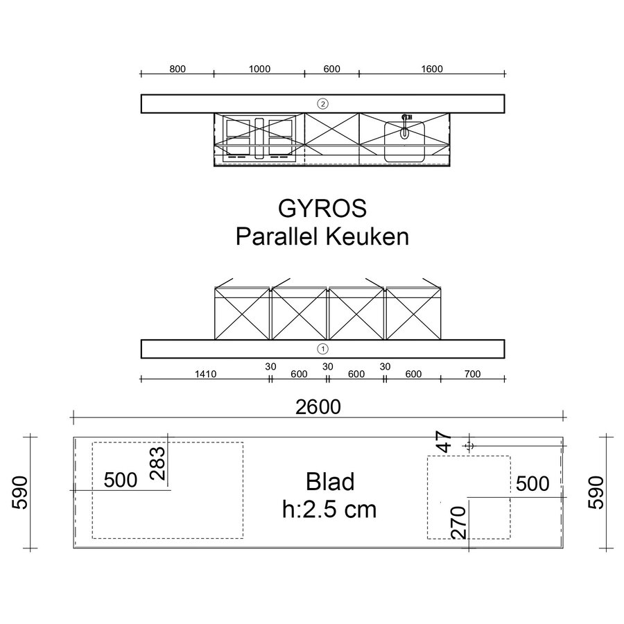 Turin Gyros Parallel Keuken Grafiet Turin Gyros Parallel Keuken Grafiet