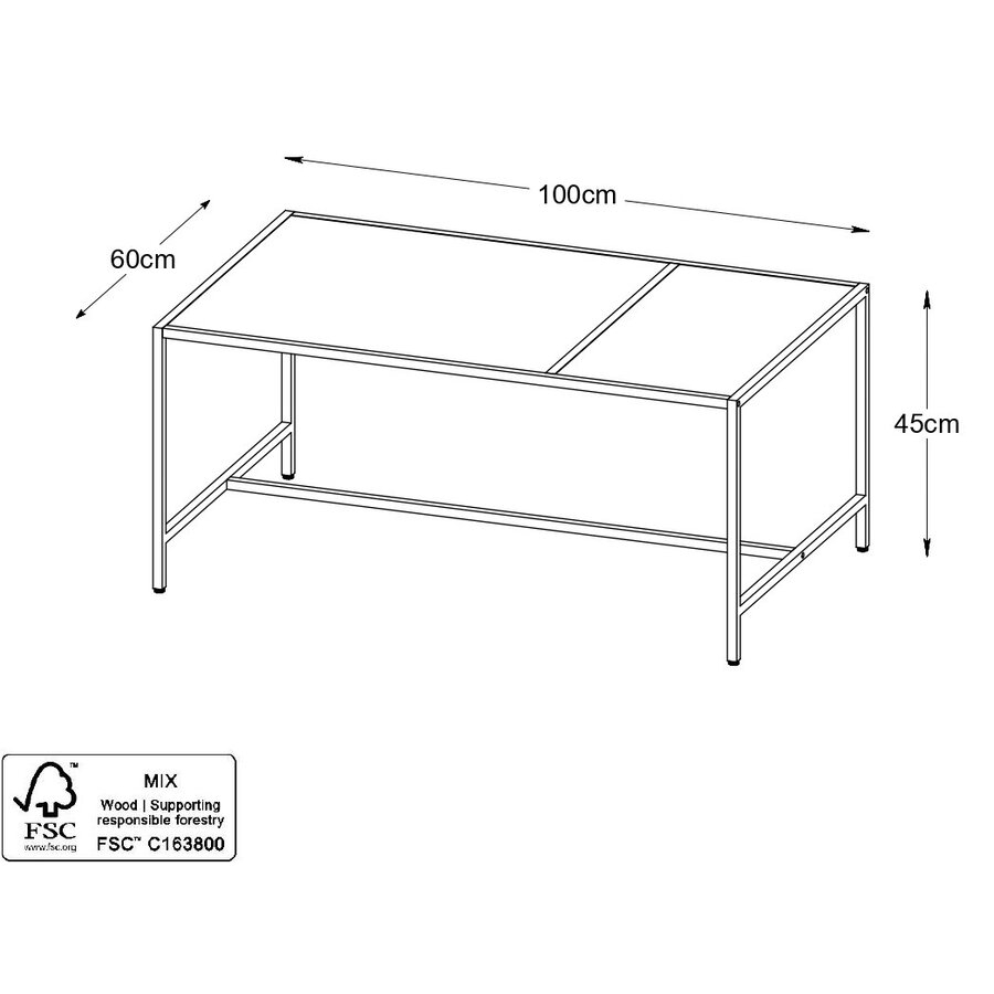 Altino Rechthoekige Salontafel Eiken/Zwart Altino Rechthoekige Salontafel Eiken/Zwart