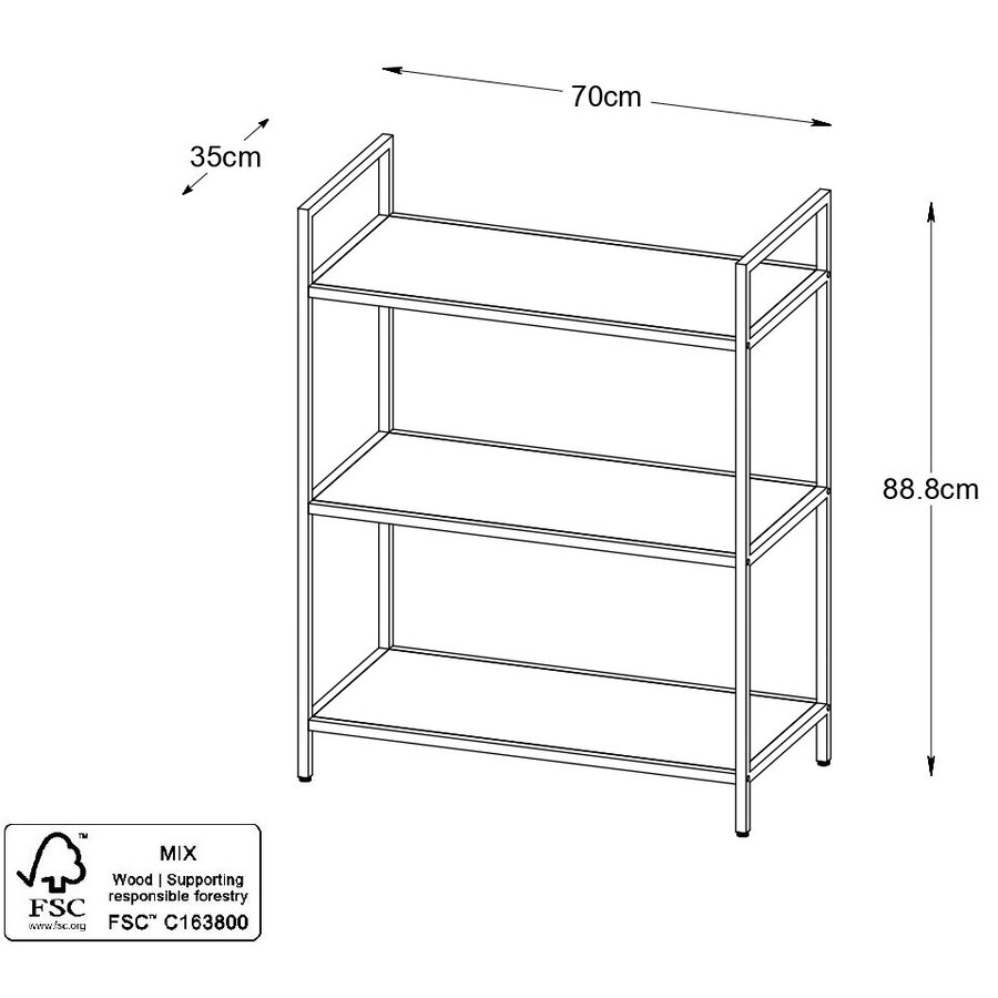 Altino H88 Boekenkast Eiken / Zwart Altino H88 Boekenkast Eiken / Zwart