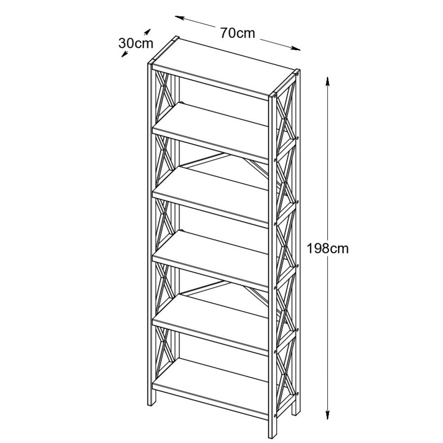 X-Shelf H198 cm Wandkast Eiken 6-Planken X-Shelf H198 cm Wandkast Eiken 6-Planken
