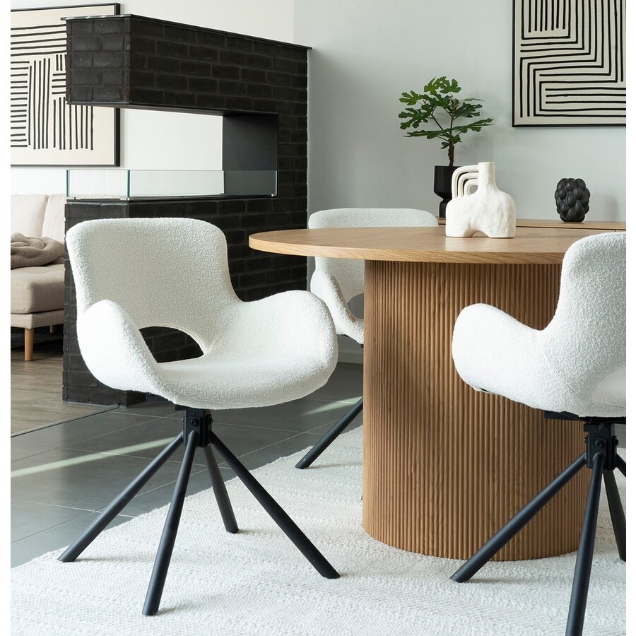 Amorim Gebroken Wit Bouclé Draaistoel Amorim Gebroken Wit Bouclé Draaistoel