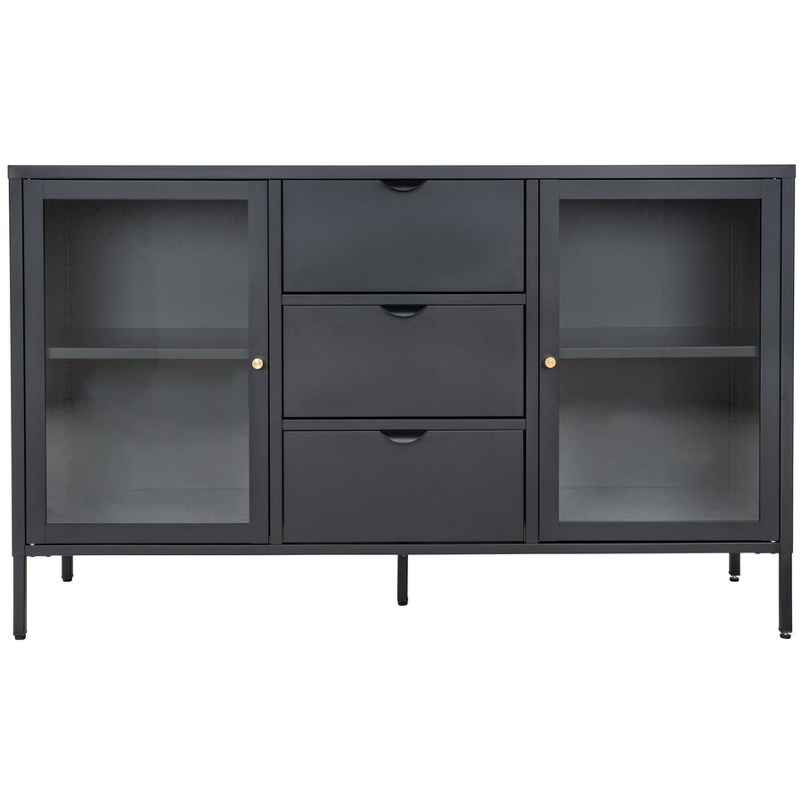 Dalby Zwart / Glas Dressoir 2-Deuren 3-Lades Dalby Zwart / Glas Dressoir 2-Deuren 3-Lades