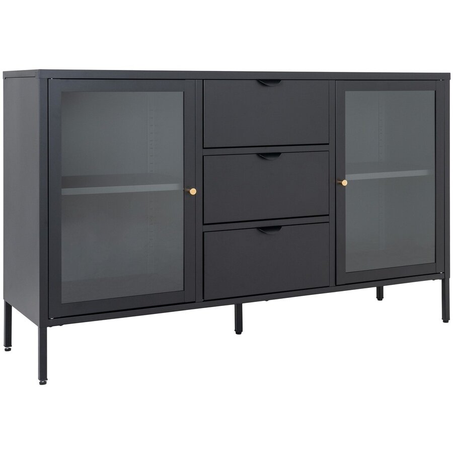 Dalby Zwart / Glas Dressoir 2-Deuren 3-Lades Dalby Zwart / Glas Dressoir 2-Deuren 3-Lades