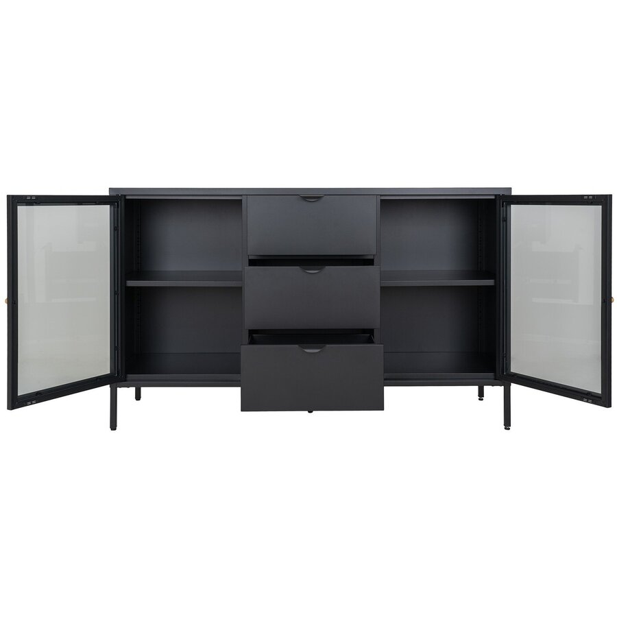 Dalby Zwart / Glas Dressoir 2-Deuren 3-Lades Dalby Zwart / Glas Dressoir 2-Deuren 3-Lades