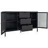 Dalby Zwart / Glas Dressoir 2-Deuren 3-Lades