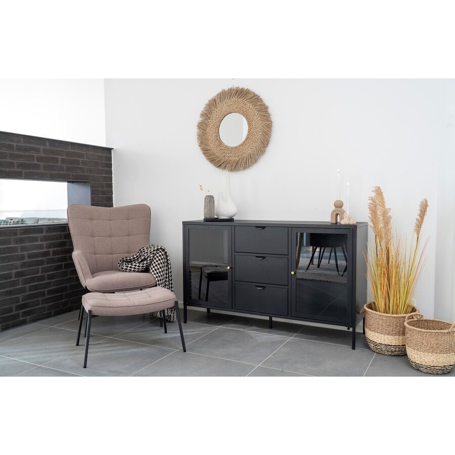 Dalby Zwart / Glas Dressoir 2-Deuren 3-Lades Dalby Zwart / Glas Dressoir 2-Deuren 3-Lades