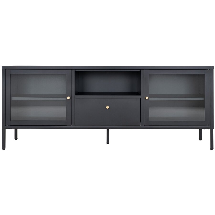Dalby Zwart / Glas TV Meubel 2-Deuren 1-Lade Dalby Zwart / Glas TV Meubel 2-Deuren 1-Lade