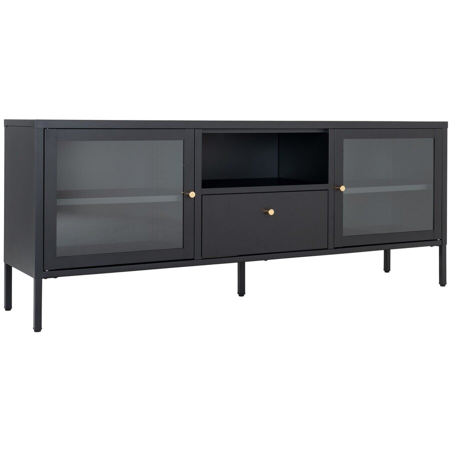Dalby Zwart / Glas TV Meubel 2-Deuren 1-Lade Dalby Zwart / Glas TV Meubel 2-Deuren 1-Lade